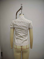 Load image into Gallery viewer, Polka Dot Tie Waist Short Sleeve Shirt Women N6E149
