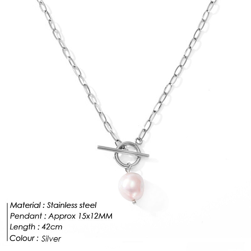Baroque Freshwater Pearl Cross Chain Necklace N6H169