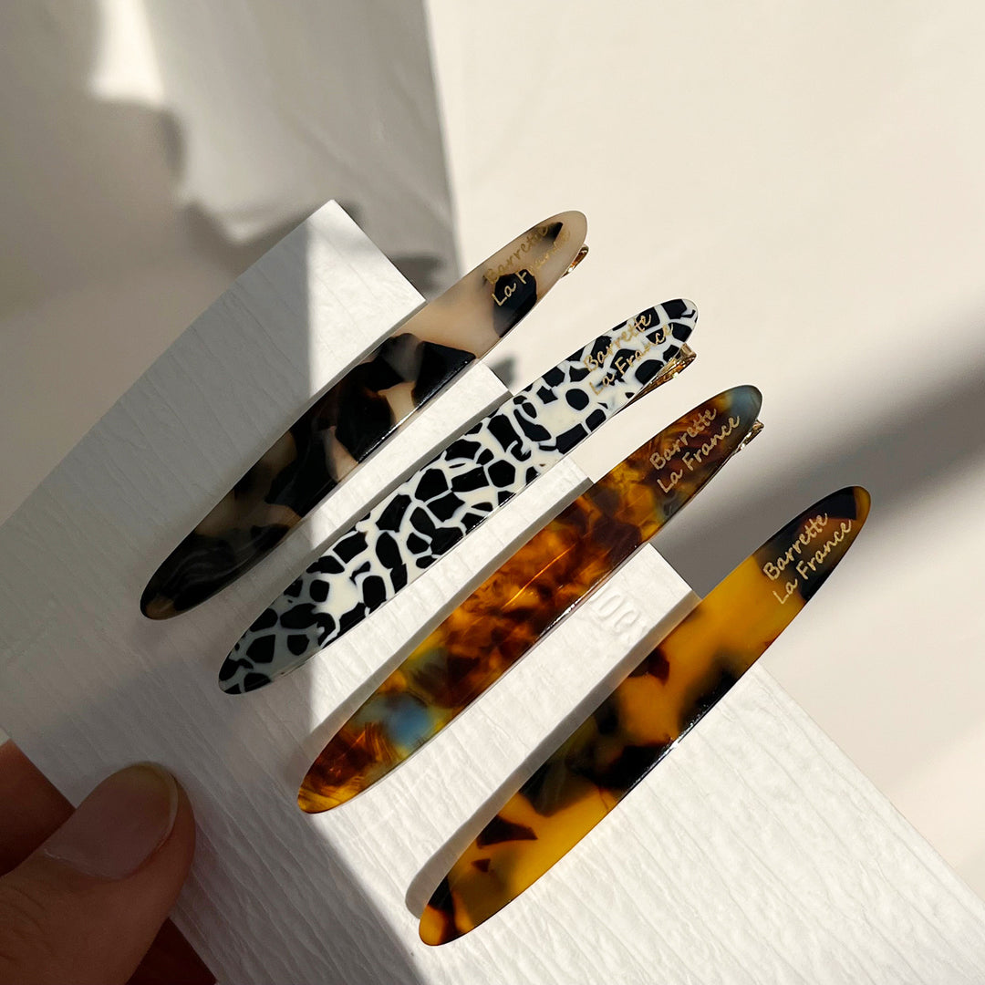 Side Hair Clip Acetate Gold Logo Women N6C356