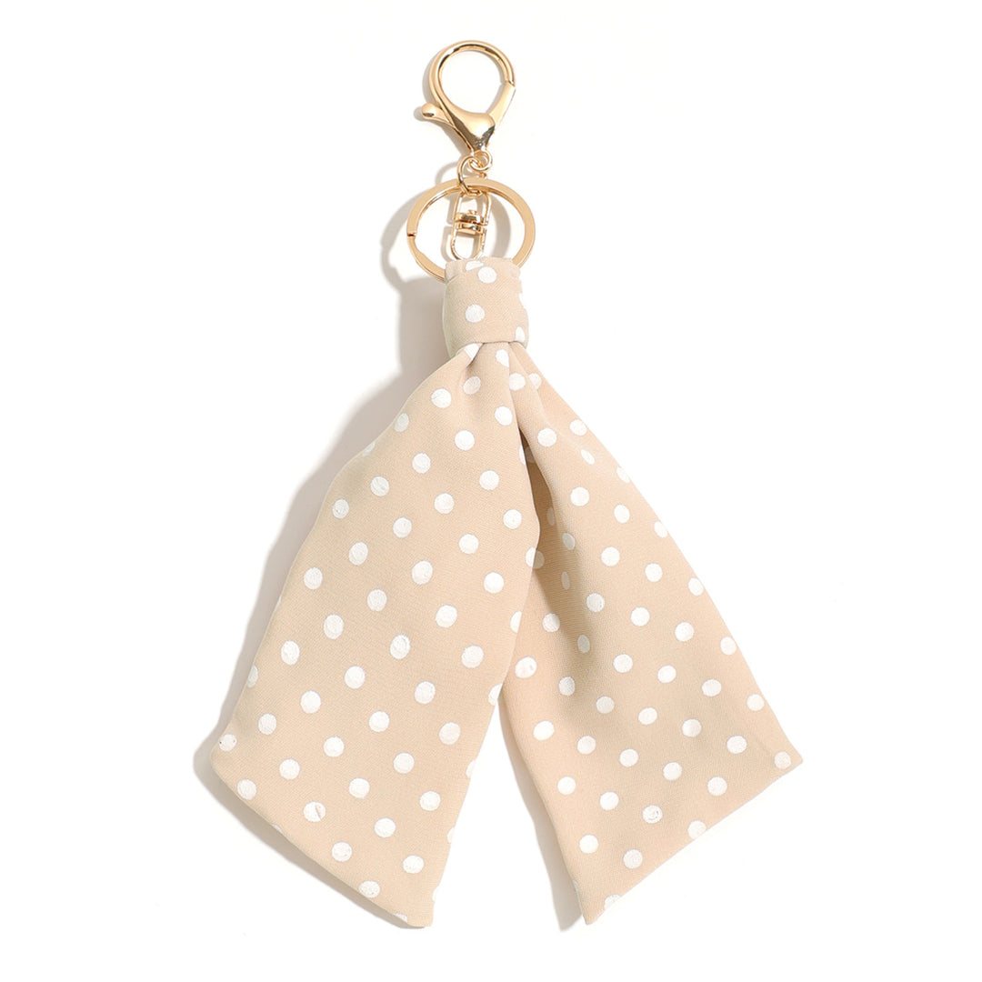 Polka Dot Fabric Bag Charm Keychain Accessory N6G114
