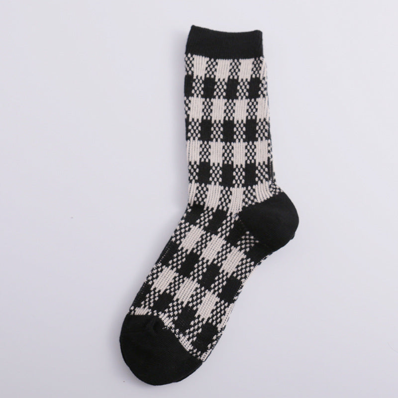 Vintage Double Needle Thick Warm Stack Mid-Calf Socks N6H031