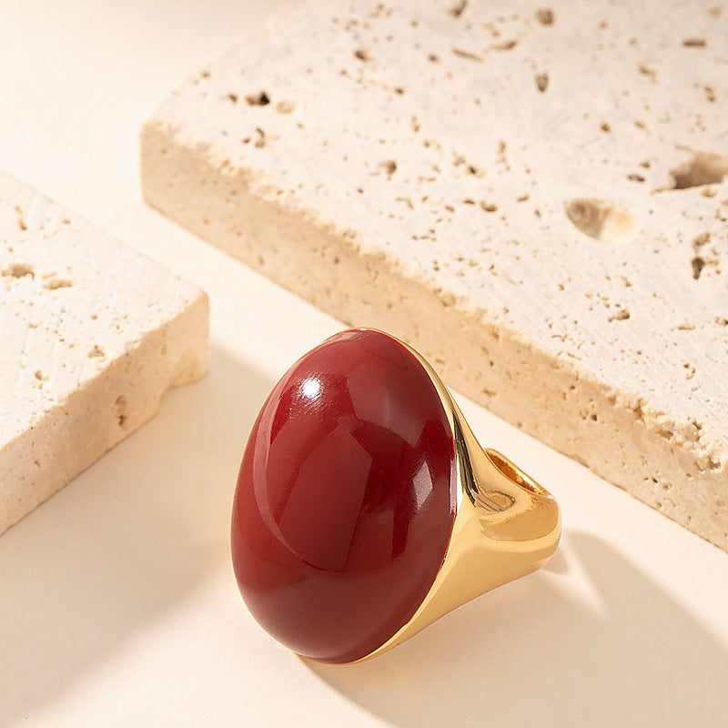 Statement Enamel Adjustable Open Ring Geometric N6H205