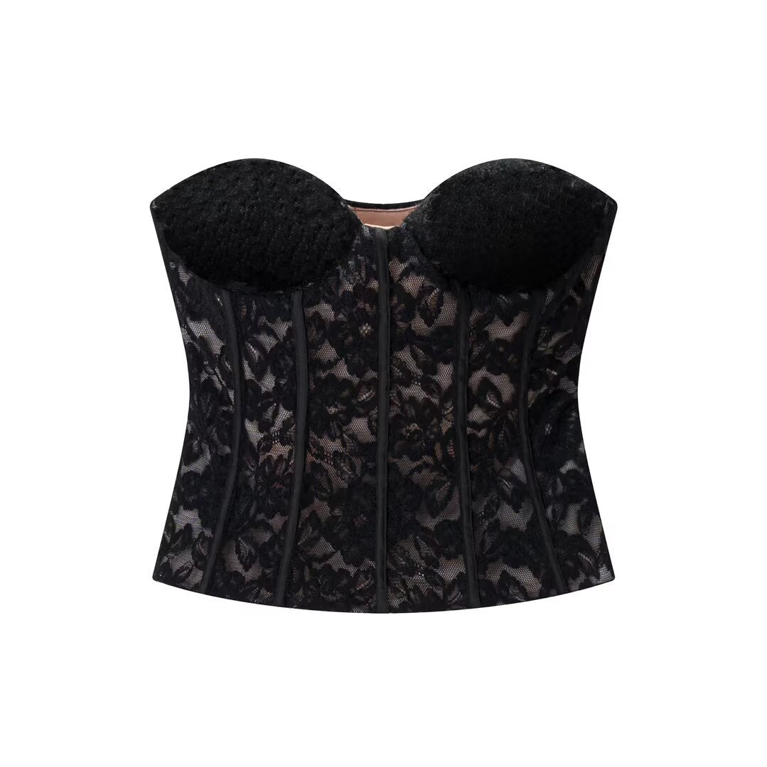French Corset Lace Bustier Top Women N6C268