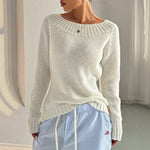 Load image into Gallery viewer, Off Shoulder Crew Knit Lightweight White N5Z679