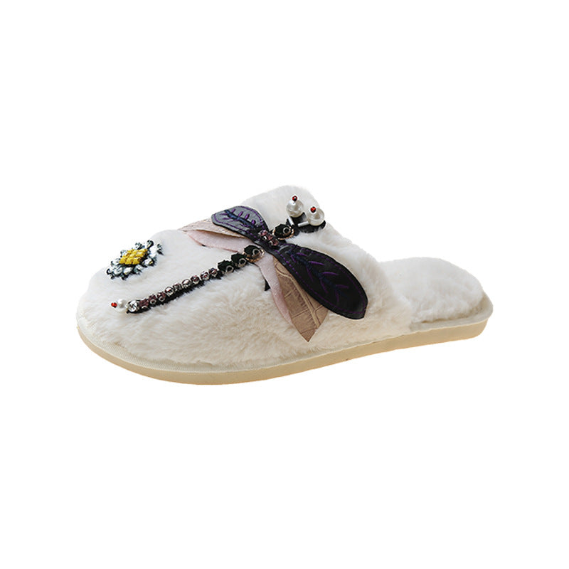 Insect Floral Embroidery Slippers Women M5A285