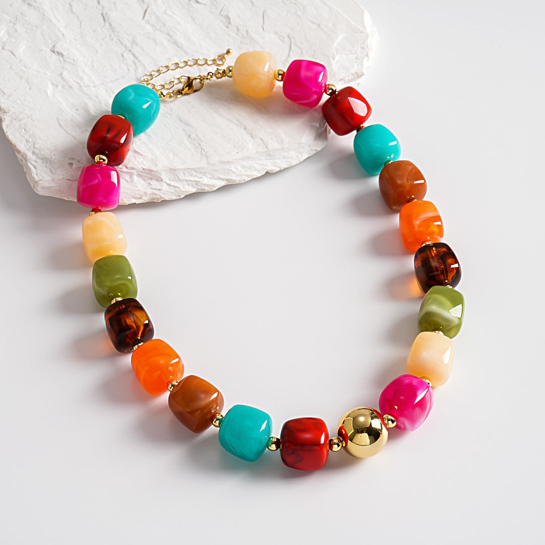 Oversized Acrylic Ombre Geometric Choker Artistic N6H060