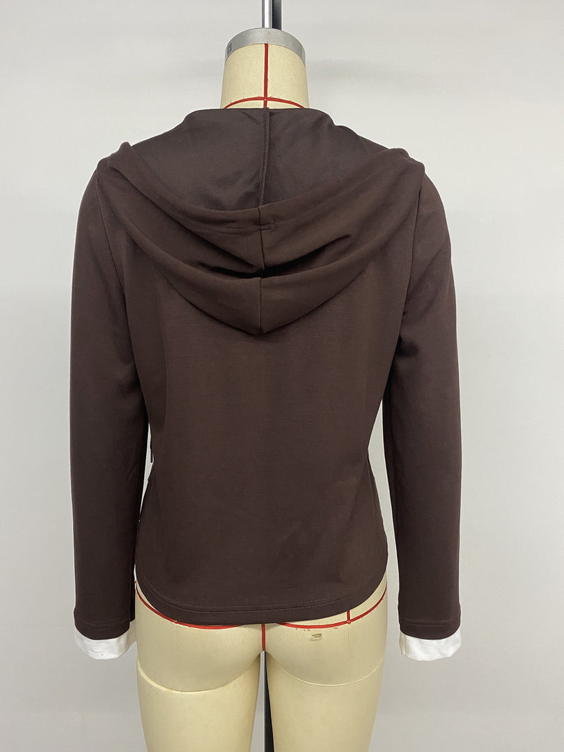 Maillard Fake Two-Piece Slim Hoodie Women N6H296