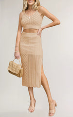 Load image into Gallery viewer, Cropped Tank Slit Maxi Set Diamond Quilt Lightweight N5Z383
