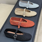 Load image into Gallery viewer, Handwoven Ballet Mary Jane Flat Shoes Women Leather N6G244