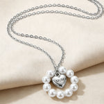 Load image into Gallery viewer, Pearl Heart Ring MUM Pendant Necklace Women N6D526