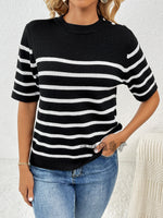 Load image into Gallery viewer, Womens Button Striped Knit Top  N25A018
