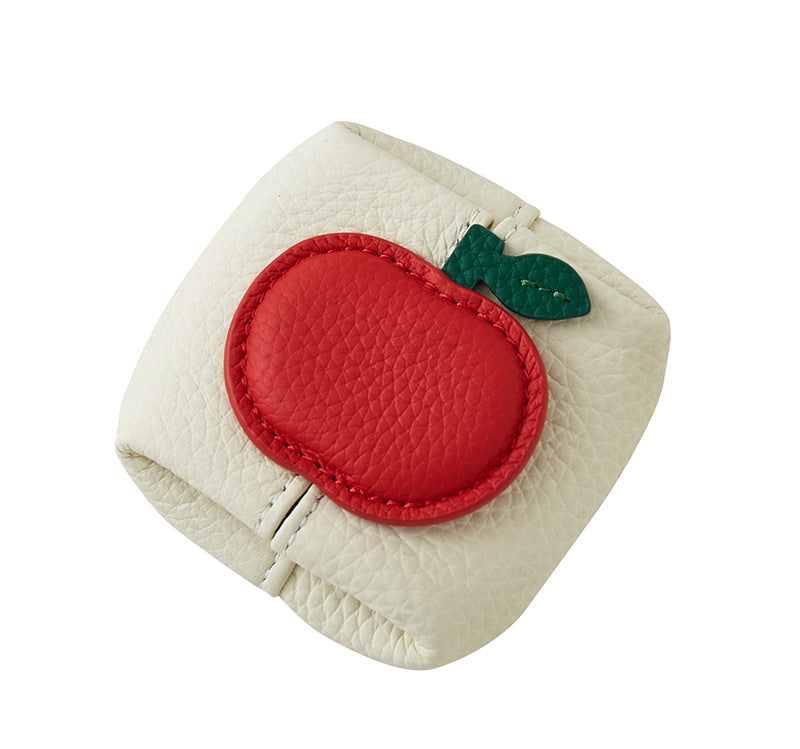 Top Grain Leather Apple Coin Purse Mini Organizer N6G089