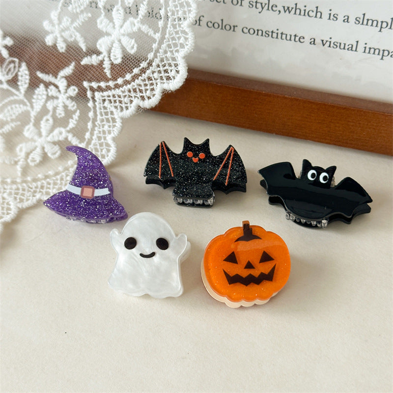 Halloween Pumpkin Bat Ghost Cat Acrylic Claw Clip N6H201