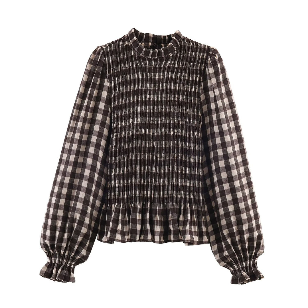 Honeycomb Check Pullover Shirt Women N6C094