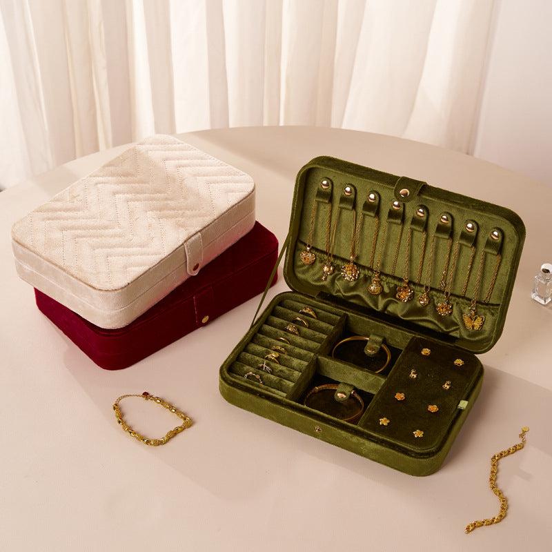 Large Velvet Jewelry Organizer Box Multi Compartment S5P829