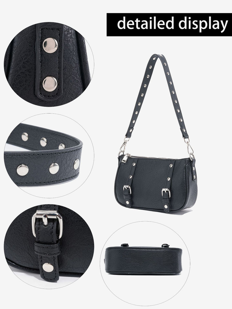 Boston Hobo Bag with Rivet and Chain Women N6C035