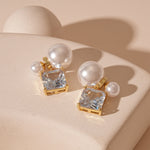 Load image into Gallery viewer, Zircon Pearl Square Stud Earrings Women N6H154