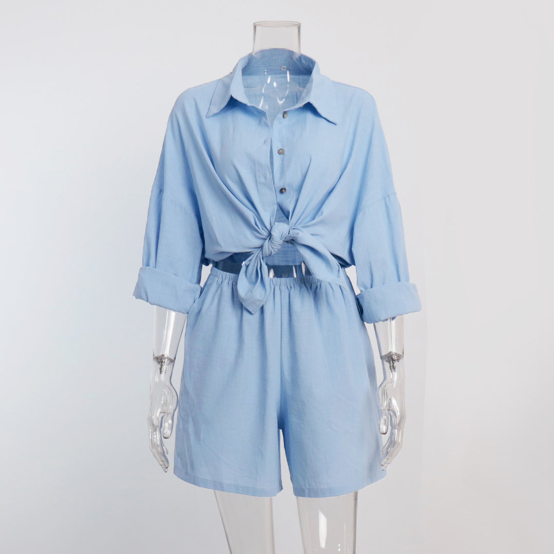 Cotton Shirt Short Set Lightweight Options N5Z855