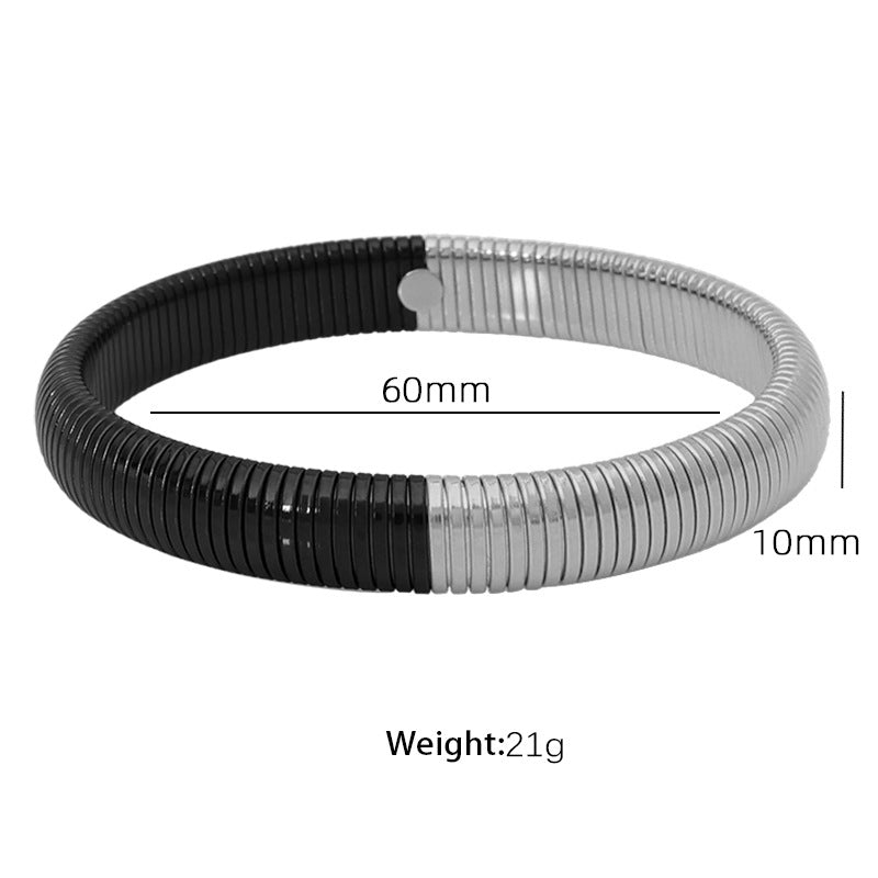 Vintage Titanium Steel Wide Cuff Elastic Snake Chain S5P254