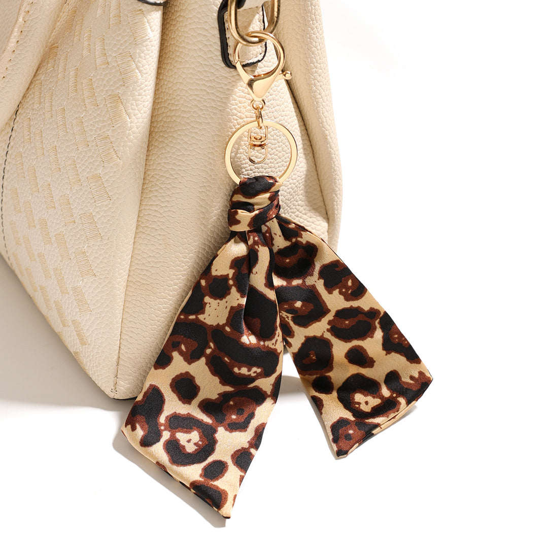 Leopard Print Fabric Keychain Bag Charm Car Ornament N6G117