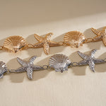 Load image into Gallery viewer, Pleated Metal Starfish Shell Waist Chain Necklace N6H136