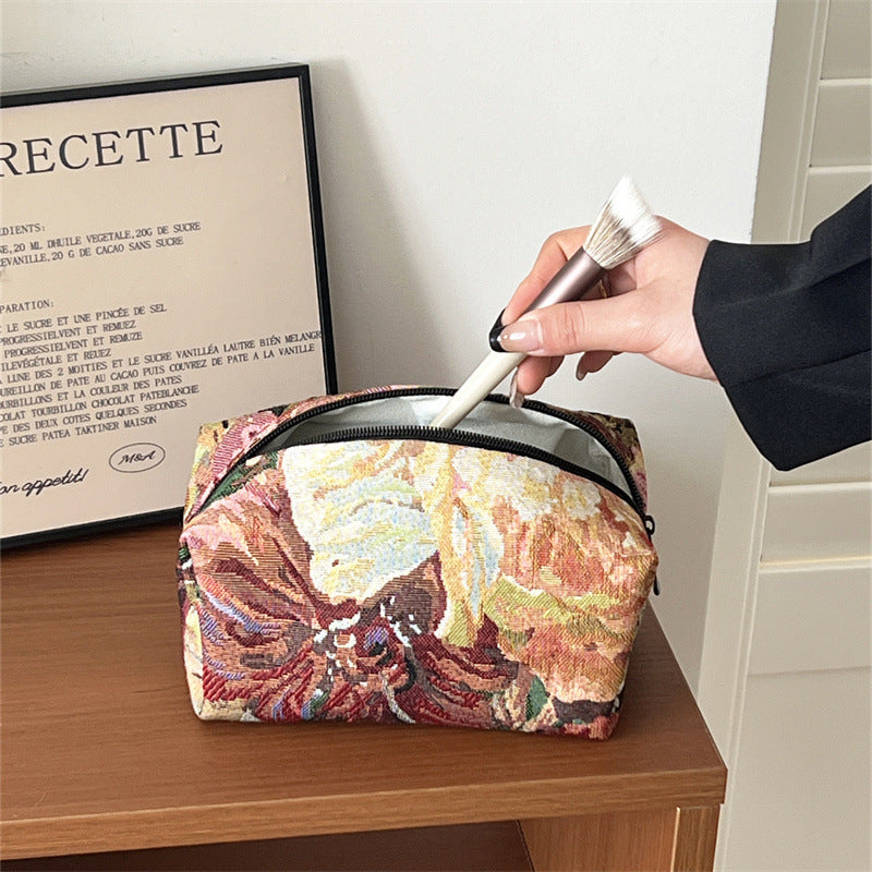Vintage Floral Jacquard Cosmetic Bag N6K111