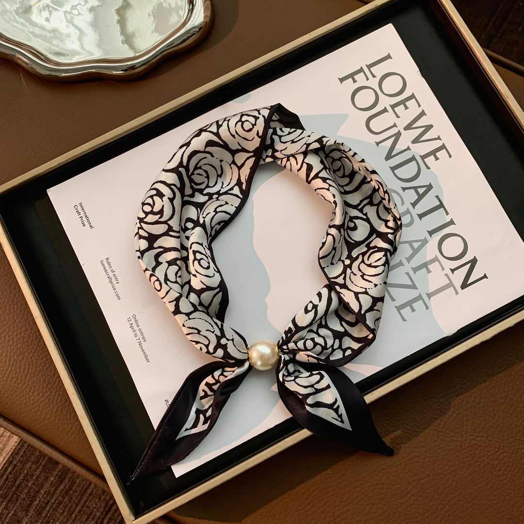 Long Scarf Pearl Magnetic Clasp Versatile Women N6H110
