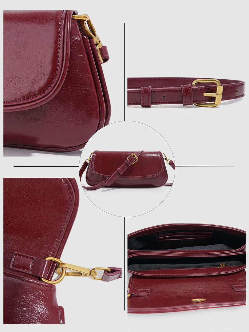 Burgundy Large Capacity Baguette Bag Commute Women N6C029