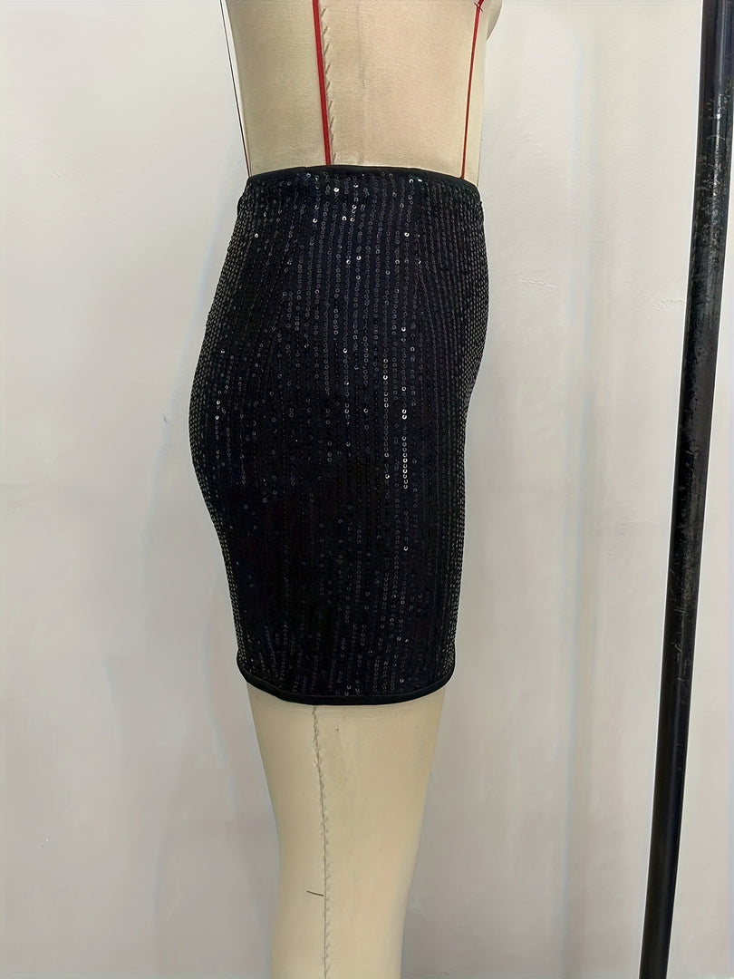 Sequin Bodycon High Waist Mini Skirt Women Sexy N6F225