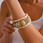 Load image into Gallery viewer, Vintage Wood Multi-Layer Geometric Beaded Bangle N6H071