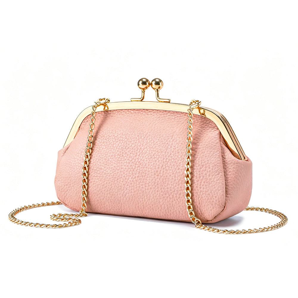 Women's Top-Grain Leather Chain Shell Bag N6J220