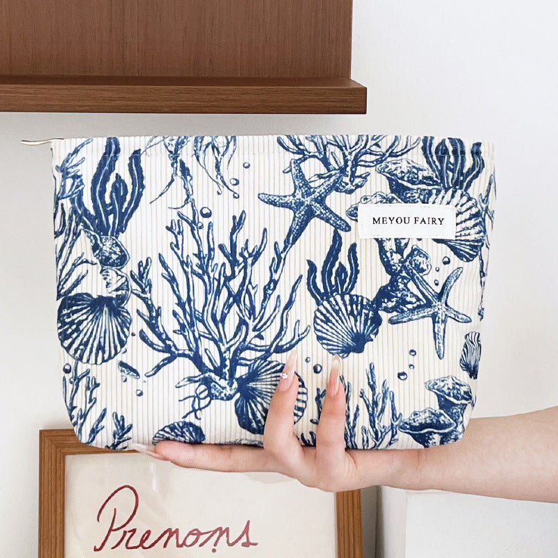 Womens Floral Corduroy Cosmetic Bag N6K117