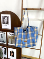 Load image into Gallery viewer, Women's Plaid Wool Tote Shoulder Bag N6J183