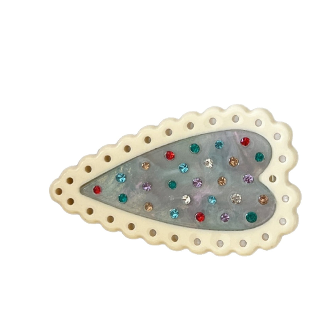 Heart Crystal Polka Dot Hair Clip N6F061