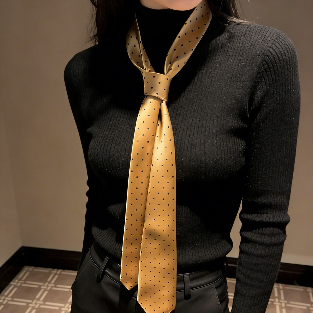 Vintage Polka Dot Embroidered Scarf Belt Necktie N6G231