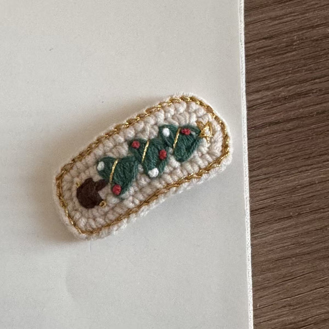 Womens Christmas Tree Knit Duckbill Hair Clip N6K308