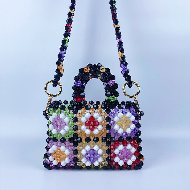 Hand Beaded Acrylic Grid Tote Open Top Construction S5P406