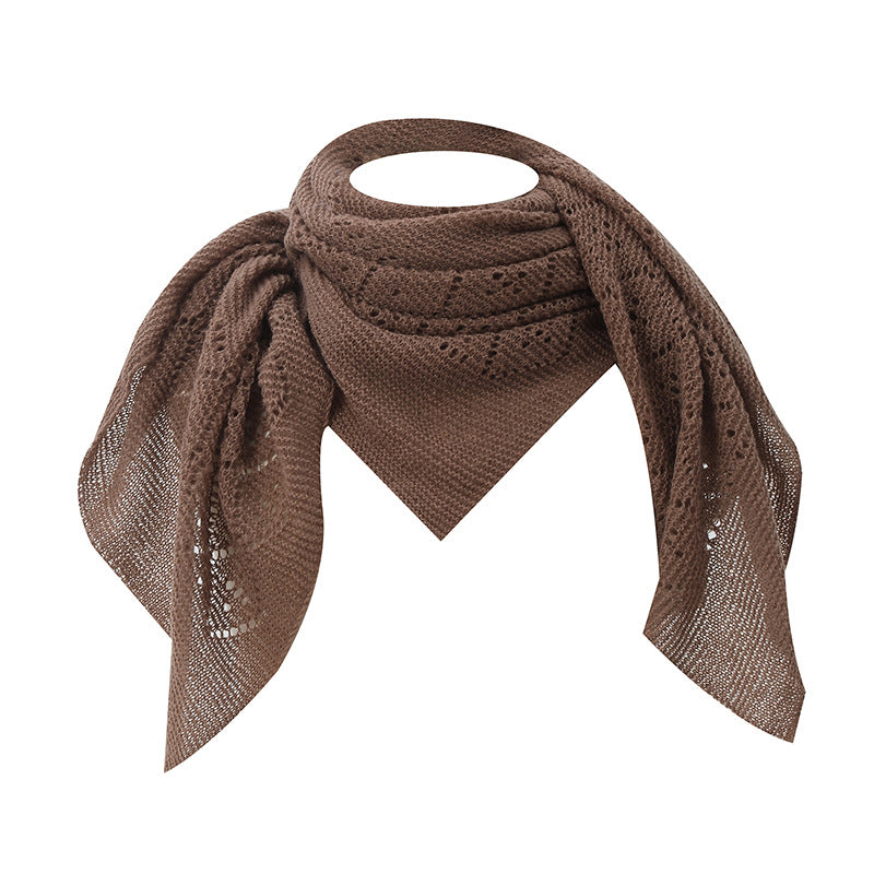 Hollow Knit Shawl Square Scarf Women Lightweight N6H249
