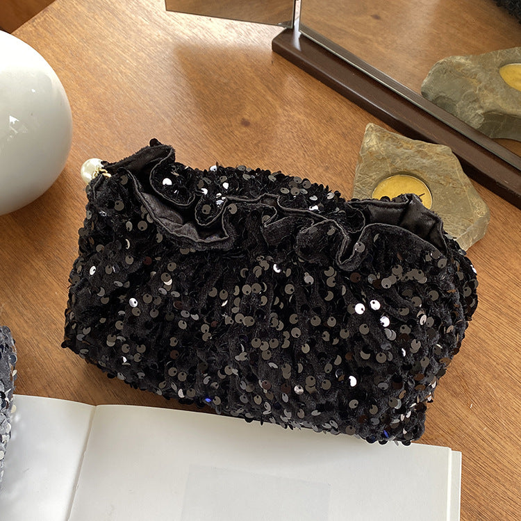 Womens Vintage Velvet Sequin Evening Clutch N6K100
