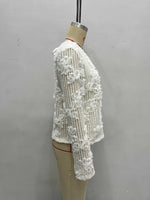 Load image into Gallery viewer, Lace Relief Knit Cardigan Back Cutout Tie N6F184