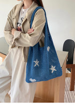 Load image into Gallery viewer, Vintage Heart Openwork Crochet Tote Bag Women N6C058