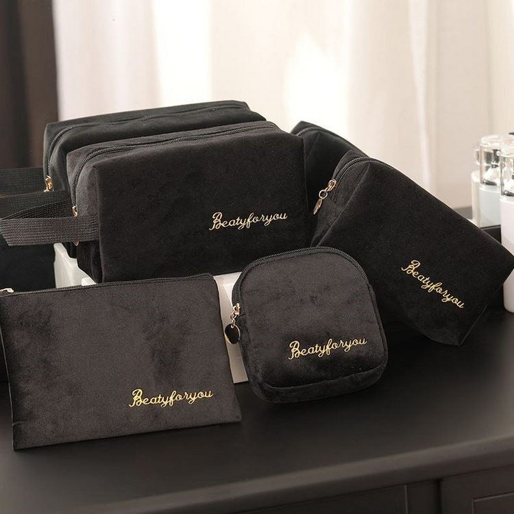 Flannel Cosmetic Bag Set Large Capacity Travel Organizer N6G278