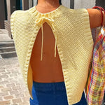 Load image into Gallery viewer, Lace Up Back Knit Tank Top Women N6B037