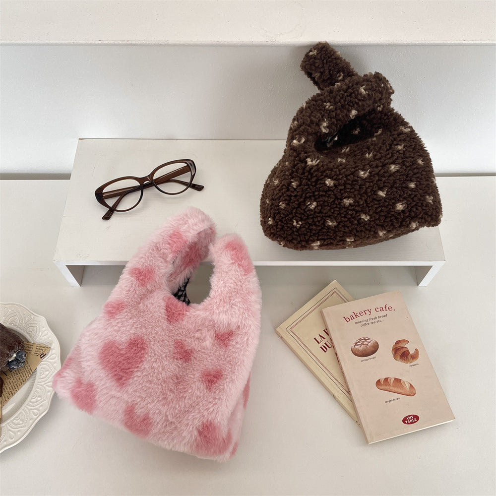 Cute Plush Wristlet Bag Portable Snack Lunch Tote  S5P862