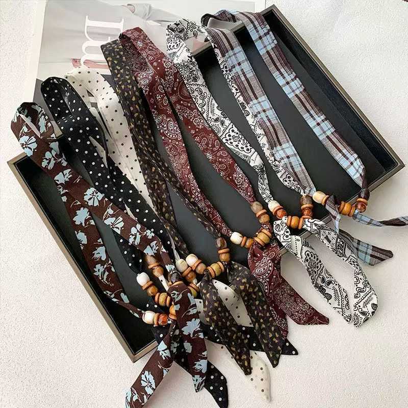 Retro Paisley Beaded Scarf Choker Necklace Women N6D006