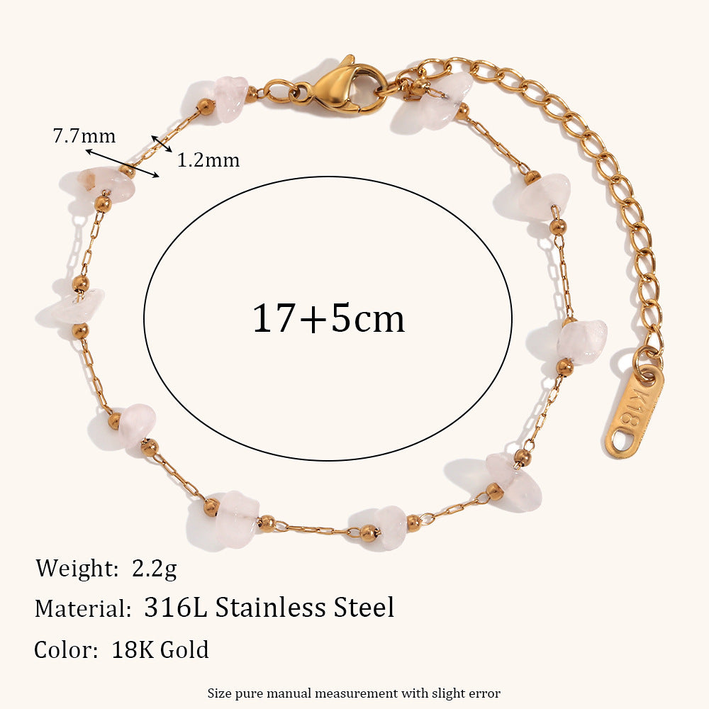 Crushed Stone Chain Steel 18K Plated Hand Linked S5P121