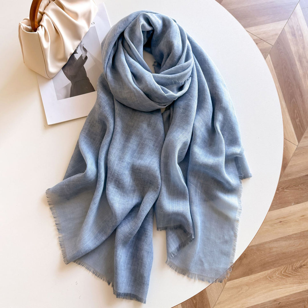Lightweight Solid Raw Edge Shawl Scarf Women Travel N6H246