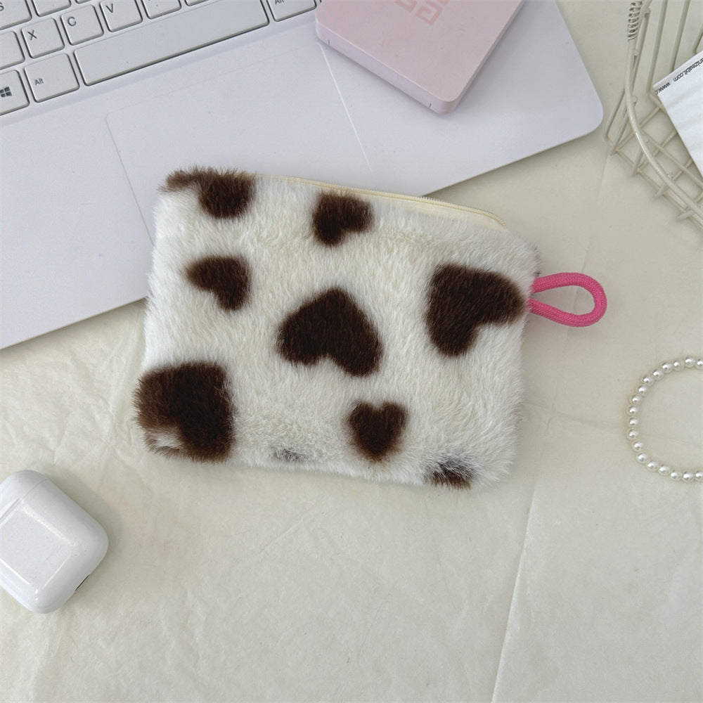 Plush Heart Coin Purse Makeup Bag Key Wallet S5P869
