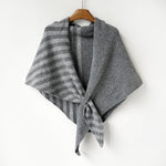 Load image into Gallery viewer, Triangle Wool Blend Shawl Cape Stripe Patchwork N6H308