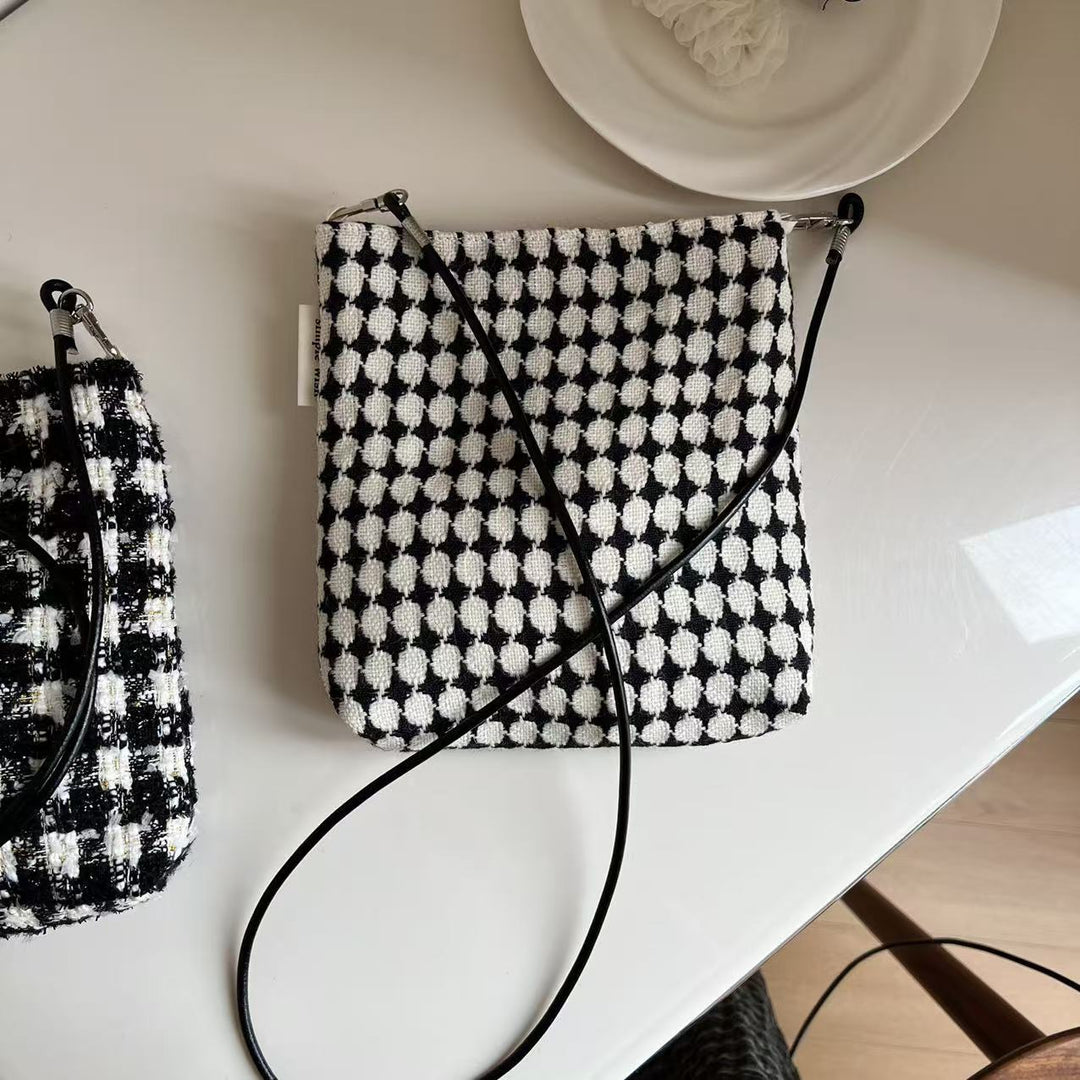 Black Red Chanel-inspired Tweed Crossbody Bag S5P709
